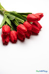12 Pc Red Tulip Bundle, Artificial Wedding Bouquet, Bendable Centerpiece Flowers, Quality Florals by ShopWildThings.com