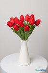 12 Pc Red Tulip Bundle, Artificial Wedding Bouquet, Bendable Centerpiece Flowers, Quality Florals by ShopWildThings.com