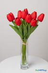 12 Pc Red Tulip Bundle, Artificial Wedding Bouquet, Bendable Centerpiece Flowers, Quality Florals by ShopWildThings.com