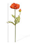 Single Stem with Flower and Bud Orange Poppy Flower, Artificial Wedding Bouquet, Bendable Centerpiece Flowers, Quality Florals by ShopWildThings.com