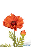 Single Stem with Flower and Bud Orange Poppy Flower, Artificial Wedding Bouquet, Bendable Centerpiece Flowers, Quality Florals by ShopWildThings.com