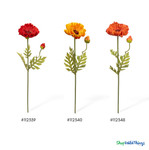 Real Feel Poppy Flower/Bud Stem –Orange 25" Tall