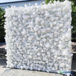 White floral wall backdrop 8x8 ft artificial roses hydrangeas and baby’s breath, realistic luxury event decor panel – ShopWildThings.com