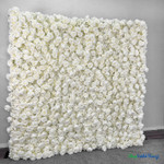 Artificial Cream Rose Flower Wall Backdrop 8x8 Dense Floral Panel Indoor Display ShopWildThings.com