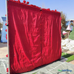 Backside of 8x8 Artificial Red Rose Flower Wall Showing Frame and Fabric Backing Event Panel ShopWildThings.com