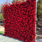 Artificial Red Rose Flower Wall 8x8 Side Perspective Full Coverage Floral Backdrop Event Display ShopWildThings.com