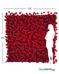 8' x 8' Easy Roll-Up 5D Flower Wall (Fabric Backed) Super Premium 2 Tone Red Rose Floral Wall - Rod Pocket Top!