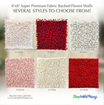 8' x 8' Easy Roll-Up 5D Flower Wall (Fabric Backed) Super Premium 2 Tone Red Rose Floral Wall - Rod Pocket Top!