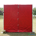 Backside of 8x8 Easy Roll Up Red Rose Flower Wall Showing Fabric Backing and Rod Pocket Top ShopWildThings.com