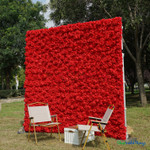Artificial Red Rose Flower Wall 8x8 Outdoor Event Backdrop Easy Roll Up Fabric Backed Panel ShopWildThings.com