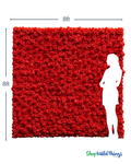 8' x 8' Easy Roll-Up 5D Flower Wall (Fabric Backed) Super Premium Red Rose Floral Wall - Rod Pocket Top!