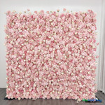 8x8 ivory and pink rose flower wall backdrop fabric backed roll up 5D floral panel event decor ShopWildThings.com