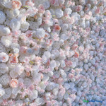 close-up of white and soft pink artificial roses on 5D flower wall panel, premium floral texture detail, ShopWildThings.com