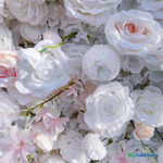 detailed view of white and blush pink artificial roses on premium 5D flower wall panel, ShopWildThings.com