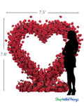 Crimson Heart red rose floral arch 7.8 feet tall 7.5 feet wide heart shaped wedding backdrop with dense silk roses ShopWildThings.com
