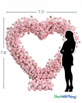 Pink heart shaped floral arch seamless silk rose backdrop isolated on white background ShopWildThings.com