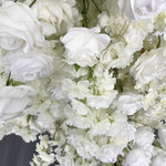Artificial 5D Easy Assembly 2 Piece White/Ivory Roses and Flower Arch 7' Tall ShopWildThings