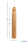 Honey Gold Fringe Tassel 24" Long x 4" Diameter  with dense strands and sleek finish, ideal for event backdrops, stages | ShopWildThings.com