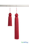 Deep Red Fringe Tassel 12" Long x 4" Diameter  with dense strands and sleek finish, ideal for event backdrops, stages | ShopWildThings.com
