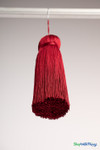 Deep Red Fringe Tassel 12" Long x 4" Diameter  with dense strands and sleek finish, ideal for event backdrops, stages | ShopWildThings.com