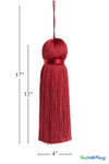 Deep Red Fringe Tassel 12" Long x 4" Diameter  with dense strands and sleek finish, ideal for event backdrops, stages | ShopWildThings.com