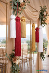 Deep Red Fringe Tassel 12" Long x 4" Diameter  with dense strands and sleek finish, ideal for event backdrops, stages | ShopWildThings.com