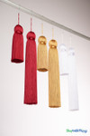 Deep Red Fringe Tassel 12" Long x 4" Diameter  with dense strands and sleek finish, ideal for event backdrops, stages | ShopWildThings.com