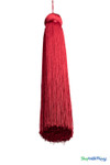 Deep Red Fringe Tassel 24" Long x 4" Diameter  with dense strands and sleek finish, ideal for event backdrops, stages | ShopWildThings.com