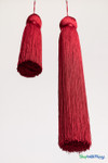 Deep Red Fringe Tassel 24" Long x 4" Diameter  with dense strands and sleek finish, ideal for event backdrops, stages | ShopWildThings.com