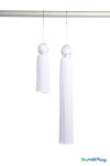 Bright White Fringe Tassel 12" Long x 4" Diameter  with dense strands and sleek finish, ideal for event backdrops, stages | ShopWildThings.com