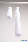 Bright White Fringe Tassel 12" Long x 4" Diameter  with dense strands and sleek finish, ideal for event backdrops, stages | ShopWildThings.com
