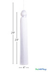 Bright White Fringe Tassel 24" Long x 4" Diameter  with dense strands and sleek finish, ideal for event backdrops, stages | ShopWildThings.com