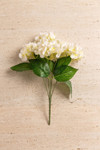 17 inch Natural Touch cream white hydrangea bouquet with five full flower heads and green leaves for ShopWildThings.com