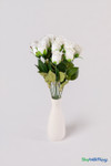 12 Silk Rose Bud Bundle – 19.5" Ivory Floral Spray with realistic green foliage from ShopWildThings.com
