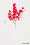 40" Artificial Fuchsia Cherry Blossom Branch – Vivid Spring Flowering Stem for Event Decor from ShopWildThings.com full product image showing the 40 inch height, brown stem, and staggered flowering branches