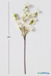 40" Faux Cream White Cherry Blossom Branch from ShopWildThings.com shown as a single 40 inch flowering stem with staggered blooms