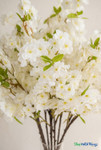 40" Faux Cream White Cherry Blossom Branch from ShopWildThings.com styled in a clear cylinder vase for elegant wedding and event decor
