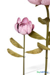 Oversized Dusty Pink Artificial Silk Lotus Flower from ShopWildThings.com shown in multiple floor-standing sizes with pink ombre silk petals, green stems, leaves, and black display bases