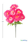 Enchanting Beauty Pink Silk Peony Bouquet 30 inch shown on white with height measurement and seven large pink peony heads, ShopWildThings.com