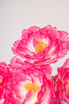 Enchanting Beauty Pink Silk Peony Bouquet 30 inch macro floral detail showing ruffled beauty pink petals and yellow peony centers, ShopWildThings.com