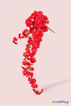 41" Red Cascading "Spring Blossom" Spray – Extra-Full Silk Floral Waterfall from ShopWildThings.com shown as a full faux floral waterfall on a soft blush background, featuring bright red blossoms, bendable brown stems, and a cascading silhouette.