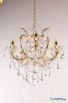 Real Crystal and Gold Elegant Chandelier - 5 Candle Light - Hardwired | ShopWildThings.com