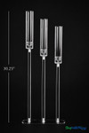 Timeless Luminosity: The "Solange" 3-Stem Acrylic Candelabra measurement photo showing 30.25 inch tallest tier and clear acrylic construction - ShopWildThings.com