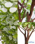 Detail collage of Sylvie faux eucalyptus leaves, realistic branching structure, and interchangeable branch connection – ShopWildThings.com