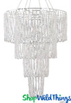 4 Foot Long Tiered Chandelier, Iridescent Diamond Beaded Lighting by ShopWildThings.com 4 Foot Long Tiered Chandelier, Iridescent Diamond Beaded Lighting by ShopWildThings.com