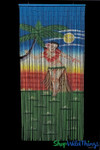 Tropical Hula Girl Hawaii Bamboo Beaded Curtain Painted ShopWildThings.com Tropical Hula Girl Hawaii Bamboo Beaded Curtain Painted ShopWildThings.com