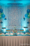 Under the Sea Party Dessert Buffet Decor with Blue Iridescent Bubbles Beaded Curtains by ShopWildThings