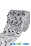 Clearance - SALE ! Diamond Wrap, Chevron, Black with Silver, 4.5" x 10 yards