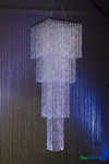 6.6 Foot Long Square Tiered Chandelier, Iridescent Crystal Beaded Lighting by ShopWildThings.com