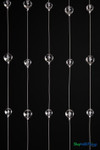 Clear Round Spheres Acrylic Ball Beaded Curtain 3' x 6' with 15 clear acrylic sphere strands hanging from white header rod – ShopWildThings.com